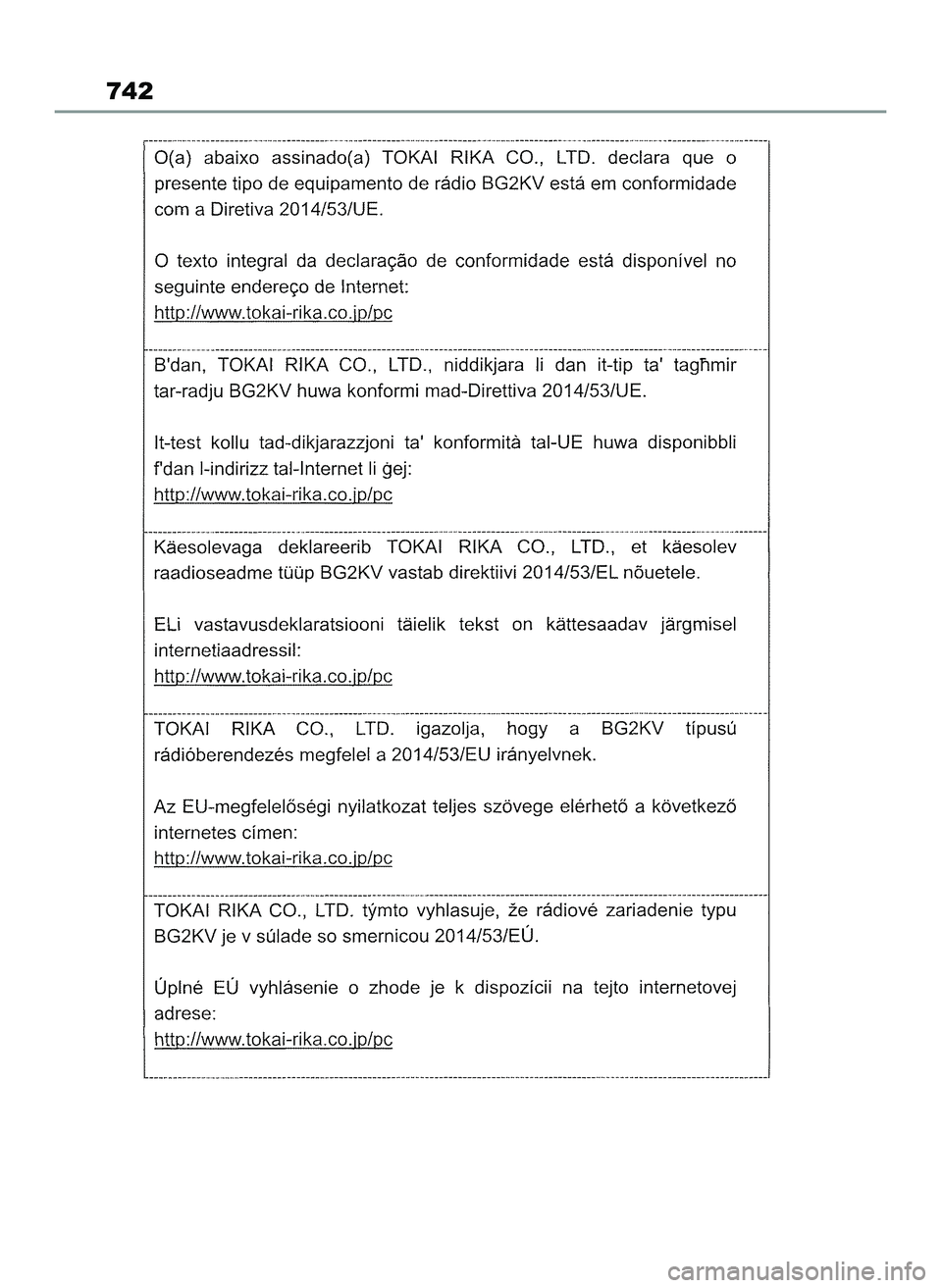 TOYOTA COROLLA HATCHBACK 2022 Instrukcja obsługi (in Polish) 742
65 Corolla TMUK OM12Q83E 1/11/22 1:26 PM Page 742 TOYOTA COROLLA HATCHBACK 2022 Instrukcja obsługi (in Polish) 742
65 Corolla TMUK OM12Q83E 1/11/22 1:26 PM Page 742
