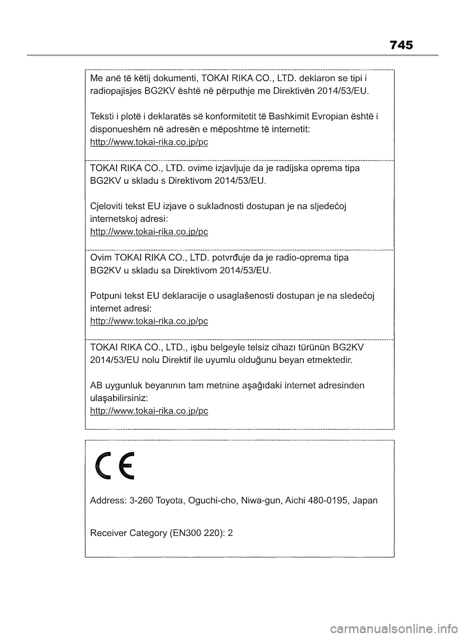 TOYOTA COROLLA HATCHBACK 2022 Instrukcja obsługi (in Polish) 745
65 Corolla TMUK OM12Q83E 1/11/22 1:26 PM Page 745 TOYOTA COROLLA HATCHBACK 2022 Instrukcja obsługi (in Polish) 745
65 Corolla TMUK OM12Q83E 1/11/22 1:26 PM Page 745