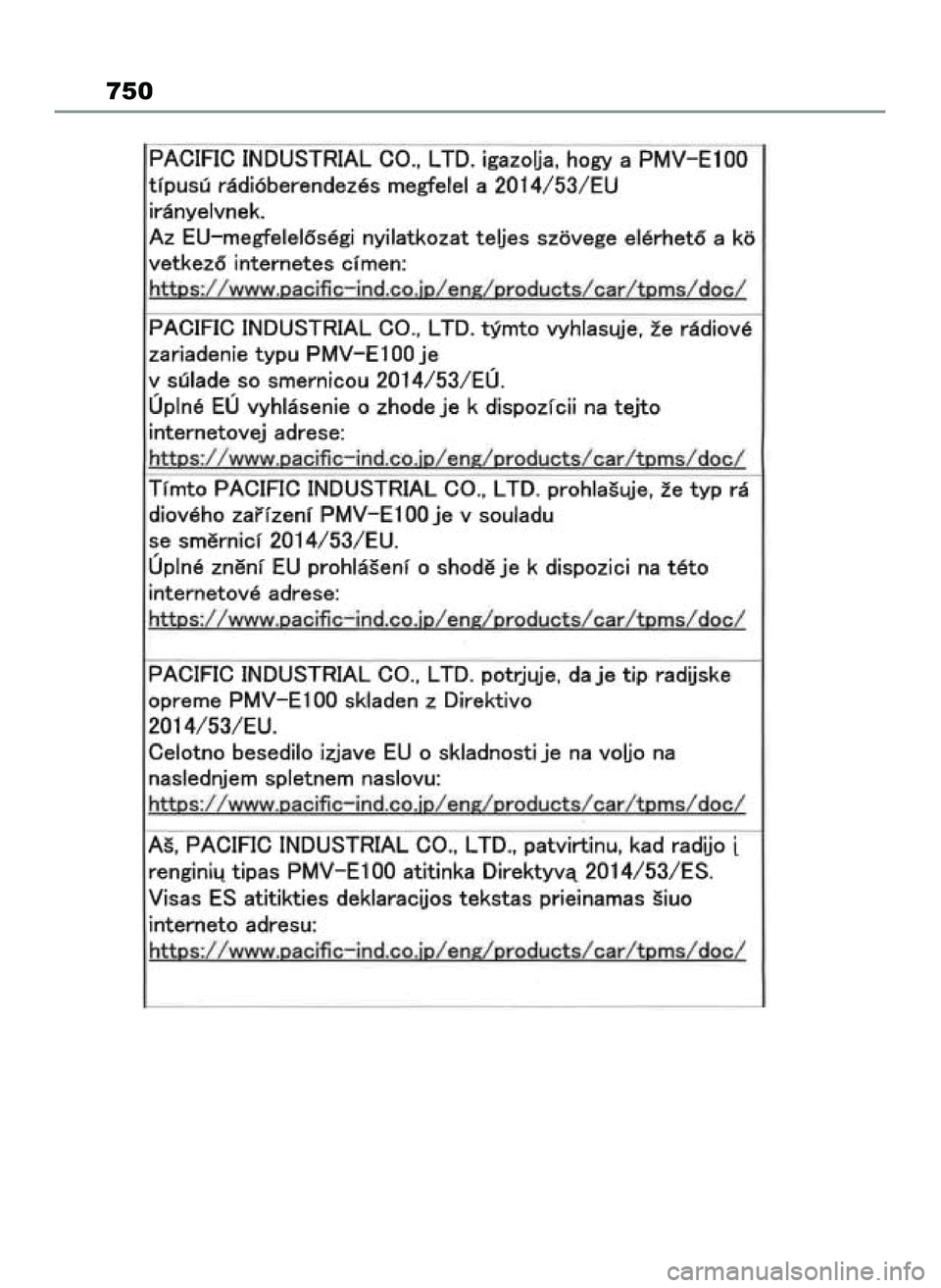 TOYOTA COROLLA HATCHBACK 2022  Instrukcja obsługi (in Polish) 750
65 Corolla TMUK OM12Q83E  1/11/22  1:26 PM  Page 750 