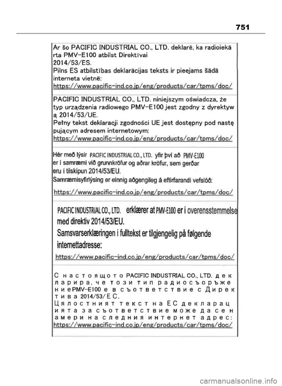 TOYOTA COROLLA HATCHBACK 2022  Instrukcja obsługi (in Polish) 751
65 Corolla TMUK OM12Q83E  1/11/22  1:27 PM  Page 751 