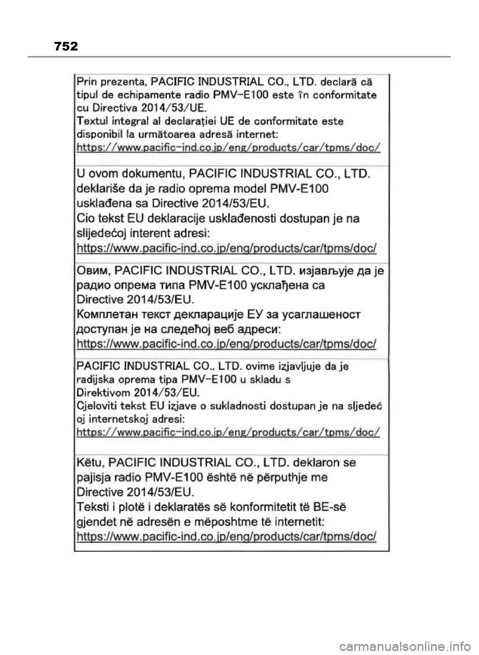 TOYOTA COROLLA HATCHBACK 2022  Instrukcja obsługi (in Polish) 752
65 Corolla TMUK OM12Q83E  1/11/22  1:27 PM  Page 752 