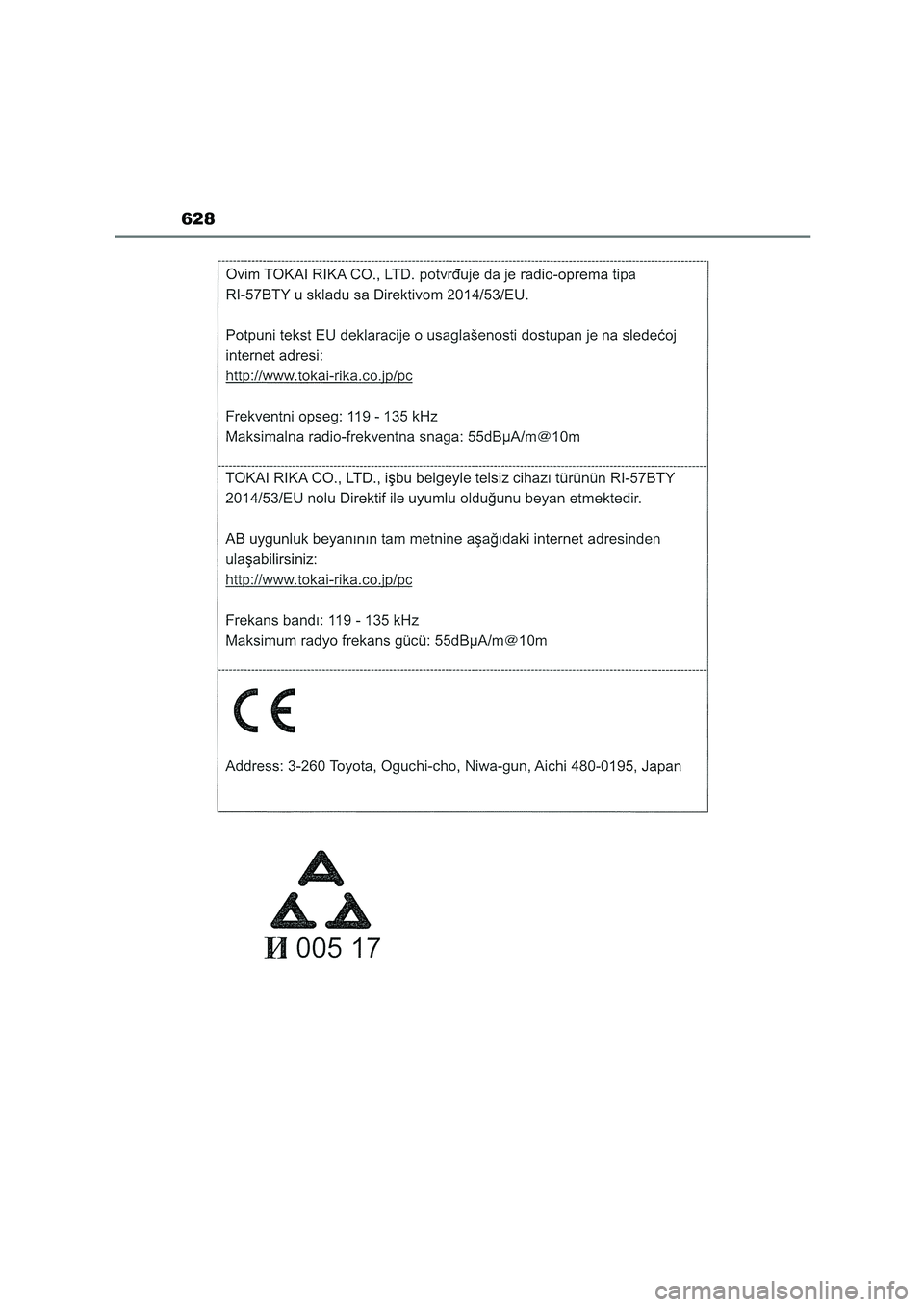 TOYOTA COROLLA HATCHBACK 2022  Manuale duso (in Italian) 628 