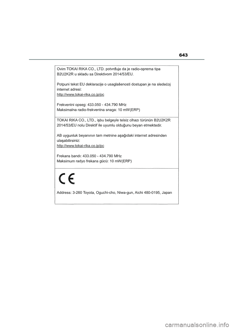 TOYOTA COROLLA HATCHBACK 2022 Manuale duso (in Italian) 643 TOYOTA COROLLA HATCHBACK 2022 Manuale duso (in Italian) 643
