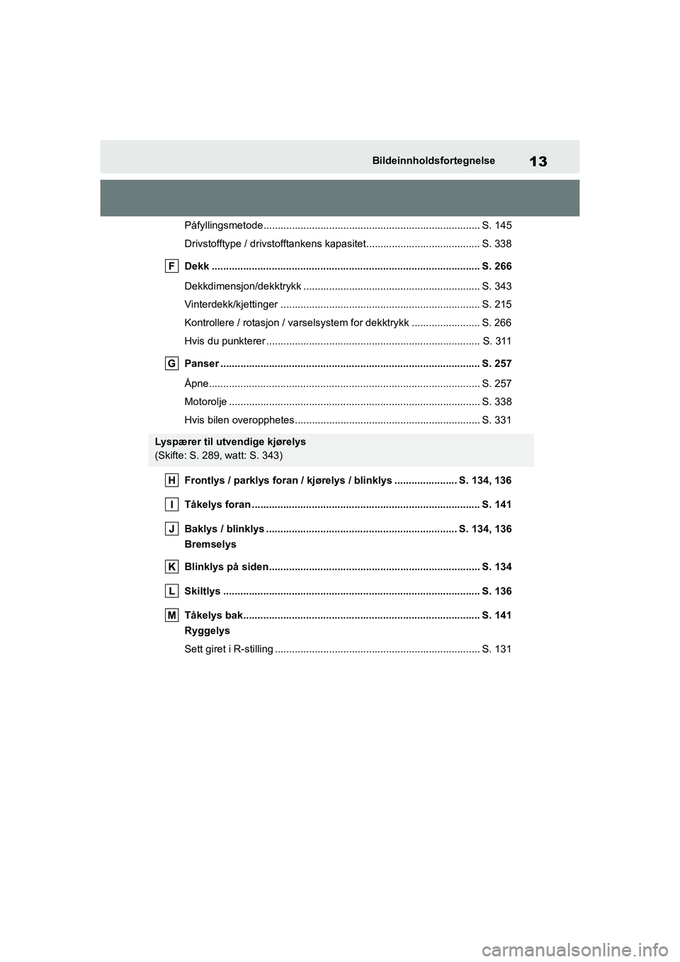 TOYOTA GR YARIS 2020 Instruksjoner for bruk (in Norwegian) 13
YARIS(GR) Owners Manual_Europe_M52L09_no
Bildeinnholdsfortegnelse
Påfyllingsmetode............................................................................ S. 145
Drivstofftype / drivstofftank TOYOTA GR YARIS 2020 Instruksjoner for bruk (in Norwegian) 13
YARIS(GR) Owners Manual_Europe_M52L09_no
Bildeinnholdsfortegnelse
Påfyllingsmetode............................................................................ S. 145
Drivstofftype / drivstofftank