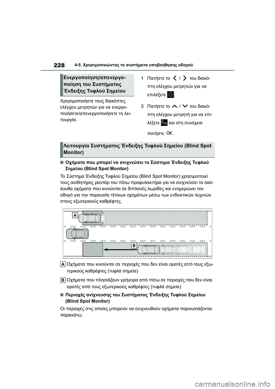 TOYOTA GR YARIS 2020  ΟΔΗΓΌΣ ΧΡΉΣΗΣ (in Greek) 228
YARIS(GR) Owners Manual_Europe_M52L09_en
4-5. Χρησιμοποιώντας τα συστήματα υποβοήθησης οδηγού
Χρησιμοποιήστε τους διακόπτες 
