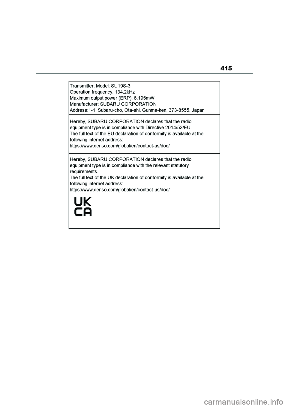 TOYOTA GR86 2022 Owners Manual (in English) 415 TOYOTA GR86 2022 Owners Manual (in English) 415