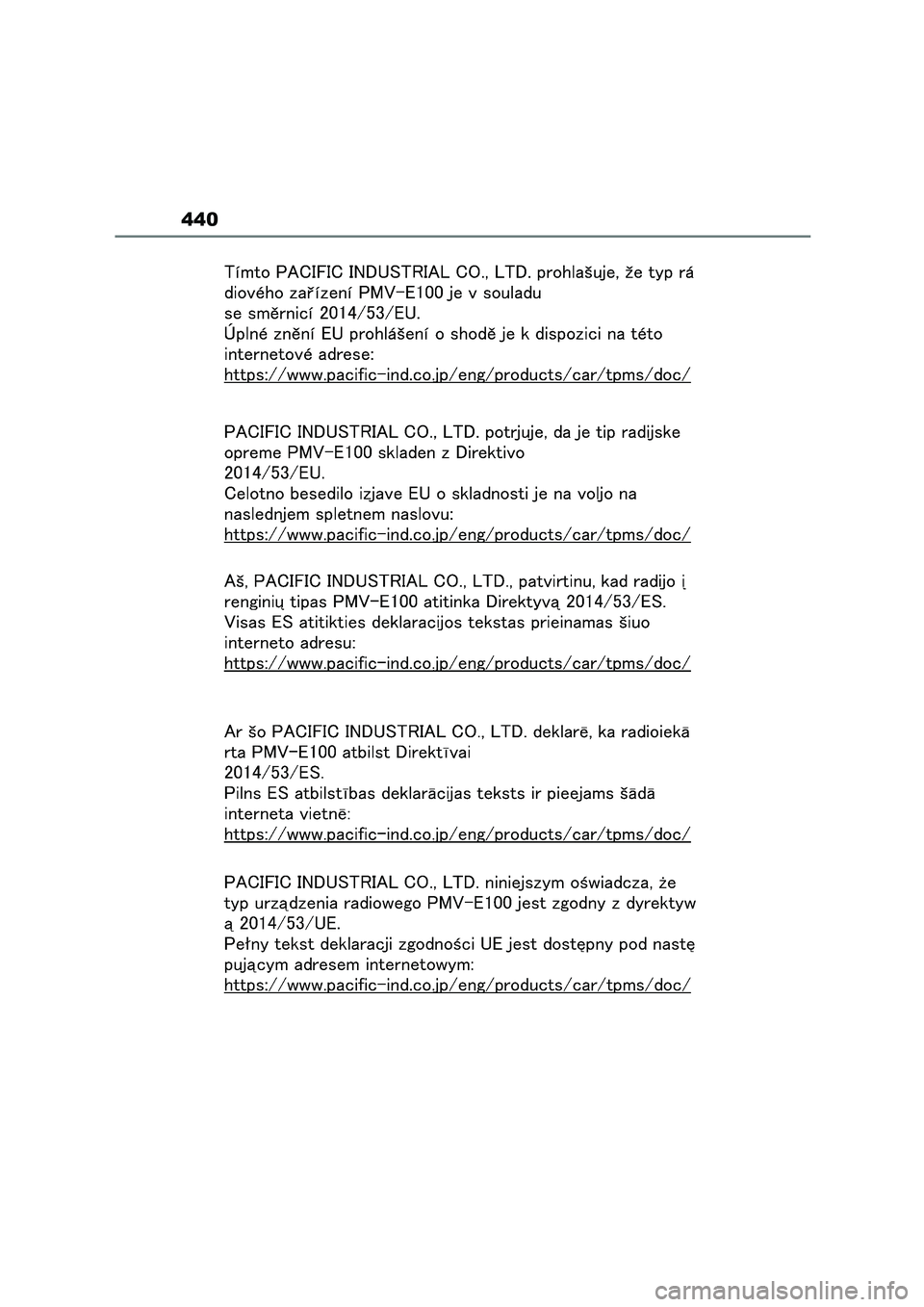 TOYOTA GR86 2022  Owners Manual (in English) 440 