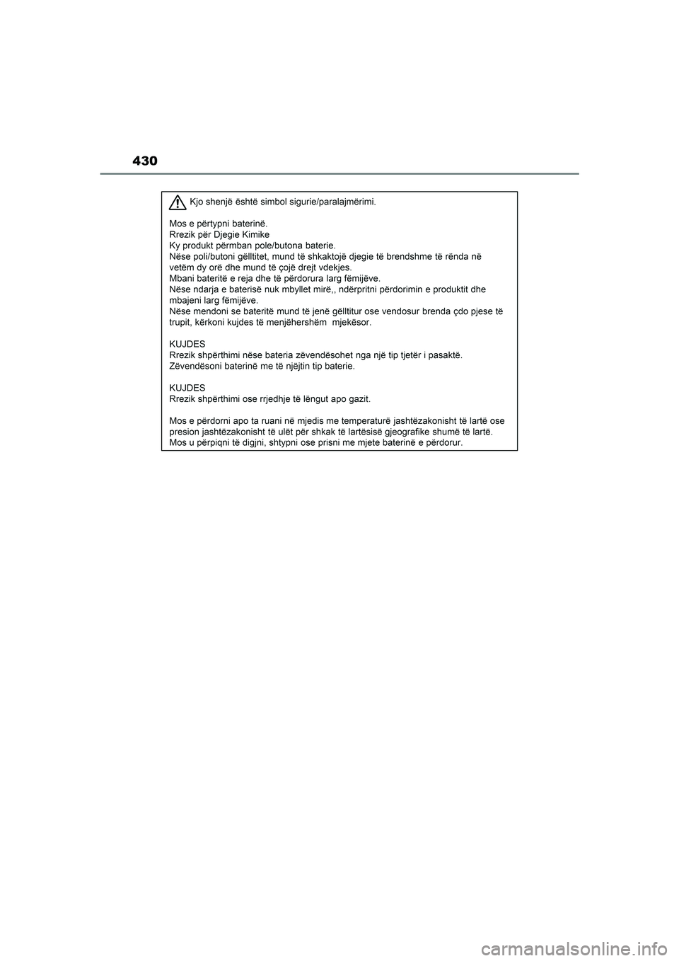 TOYOTA GR86 2022 Instructieboekje (in Dutch) 430
GR 86_OM_Europe_OM18131E_1_2203.book Page 430 Tuesday, February 22, 2022 9:51 AM TOYOTA GR86 2022 Instructieboekje (in Dutch) 430
GR 86_OM_Europe_OM18131E_1_2203.book Page 430 Tuesday, February 22, 2022 9:51 AM