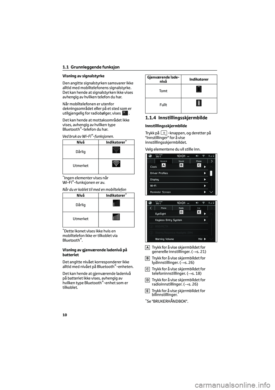 TOYOTA GR86 2022 Instruksjoner for bruk (in Norwegian) Visning av signalstyrke
Den angitte signalstyrken samsvarer ikke
alltid med mobiltelefonens signalstyrke.
Det kan hende at signalstyrken ikke vises
avhengig av hvilken telefon du har.
Når mobiltelefo TOYOTA GR86 2022 Instruksjoner for bruk (in Norwegian) Visning av signalstyrke
Den angitte signalstyrken samsvarer ikke
alltid med mobiltelefonens signalstyrke.
Det kan hende at signalstyrken ikke vises
avhengig av hvilken telefon du har.
Når mobiltelefo