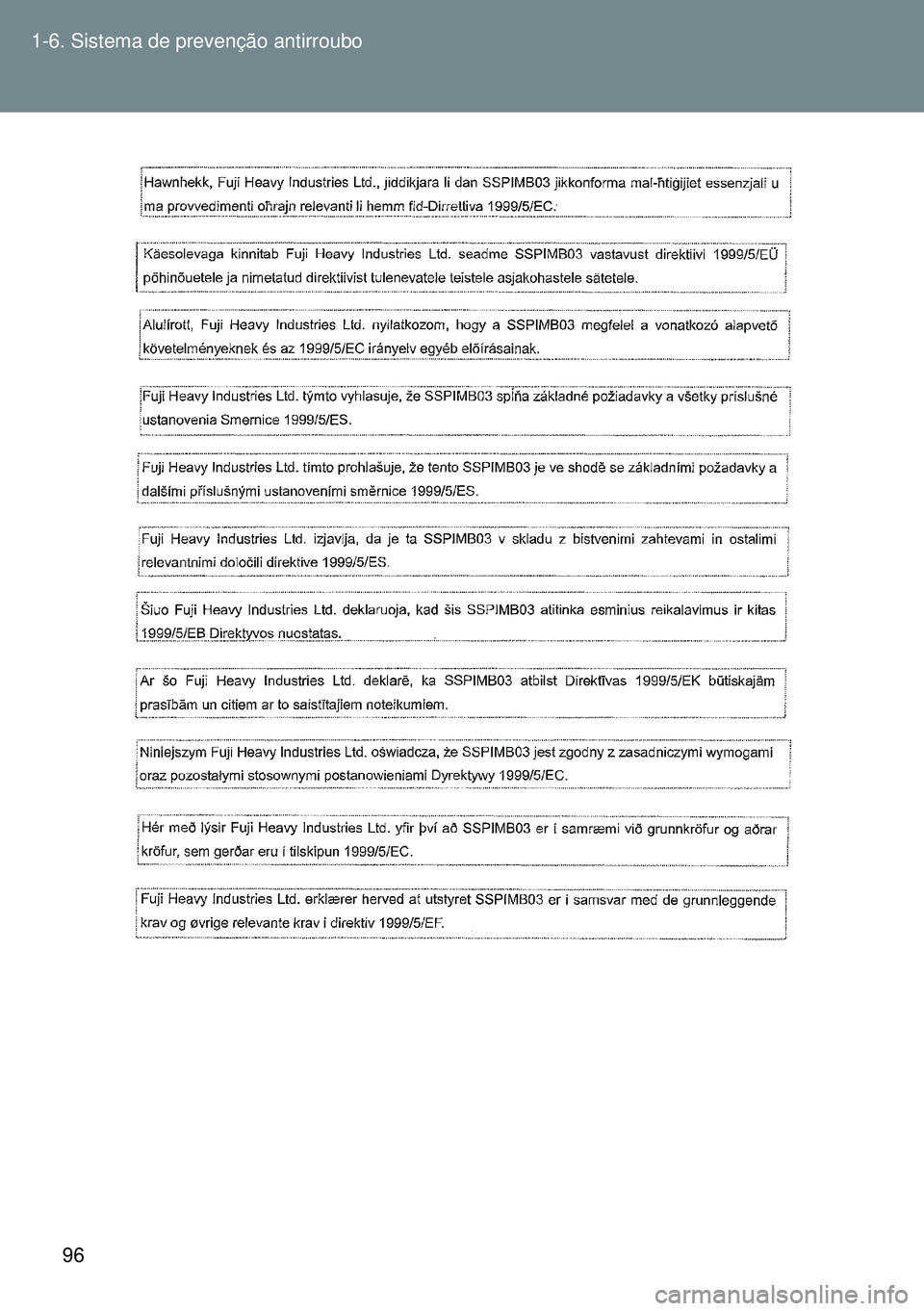 TOYOTA GT86 2016  Manual de utilização (in Portuguese) 96 1-6. Sistema de prevenção antirroubo 
