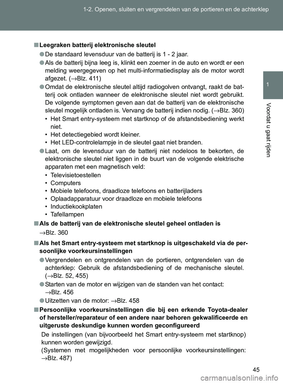 TOYOTA GT86 2017 Instructieboekje (in Dutch) 45 1-2. Openen, sluiten en vergrendelen van de portieren en de achterklep
1
Voordat u gaat rijden
86_EE (OM18071E)
■Leegraken batterij elektronische sleutel
●De standaard levensduur van de batteri TOYOTA GT86 2017 Instructieboekje (in Dutch) 45 1-2. Openen, sluiten en vergrendelen van de portieren en de achterklep
1
Voordat u gaat rijden
86_EE (OM18071E)
■Leegraken batterij elektronische sleutel
●De standaard levensduur van de batteri