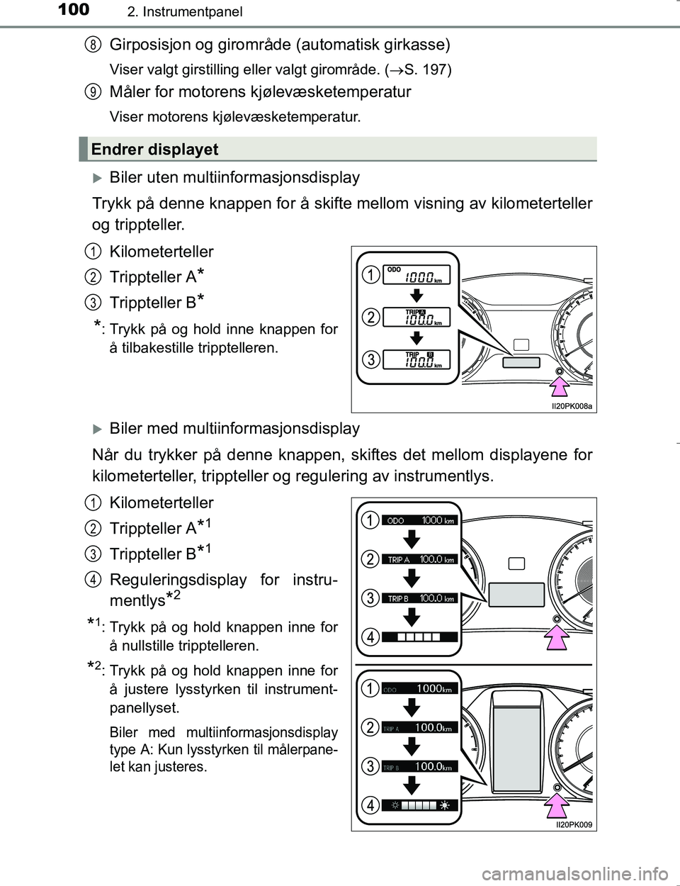 TOYOTA HILUX 2016  Instruksjoner for bruk (in Norwegian) 1002. Instrumentpanel
OM0K196E
Girposisjon og girområde (automatisk girkasse)
Viser valgt girstilling eller valgt girområde. ( S. 197)
Måler for motorens kjølevæsketemperatur
Viser motorens kj