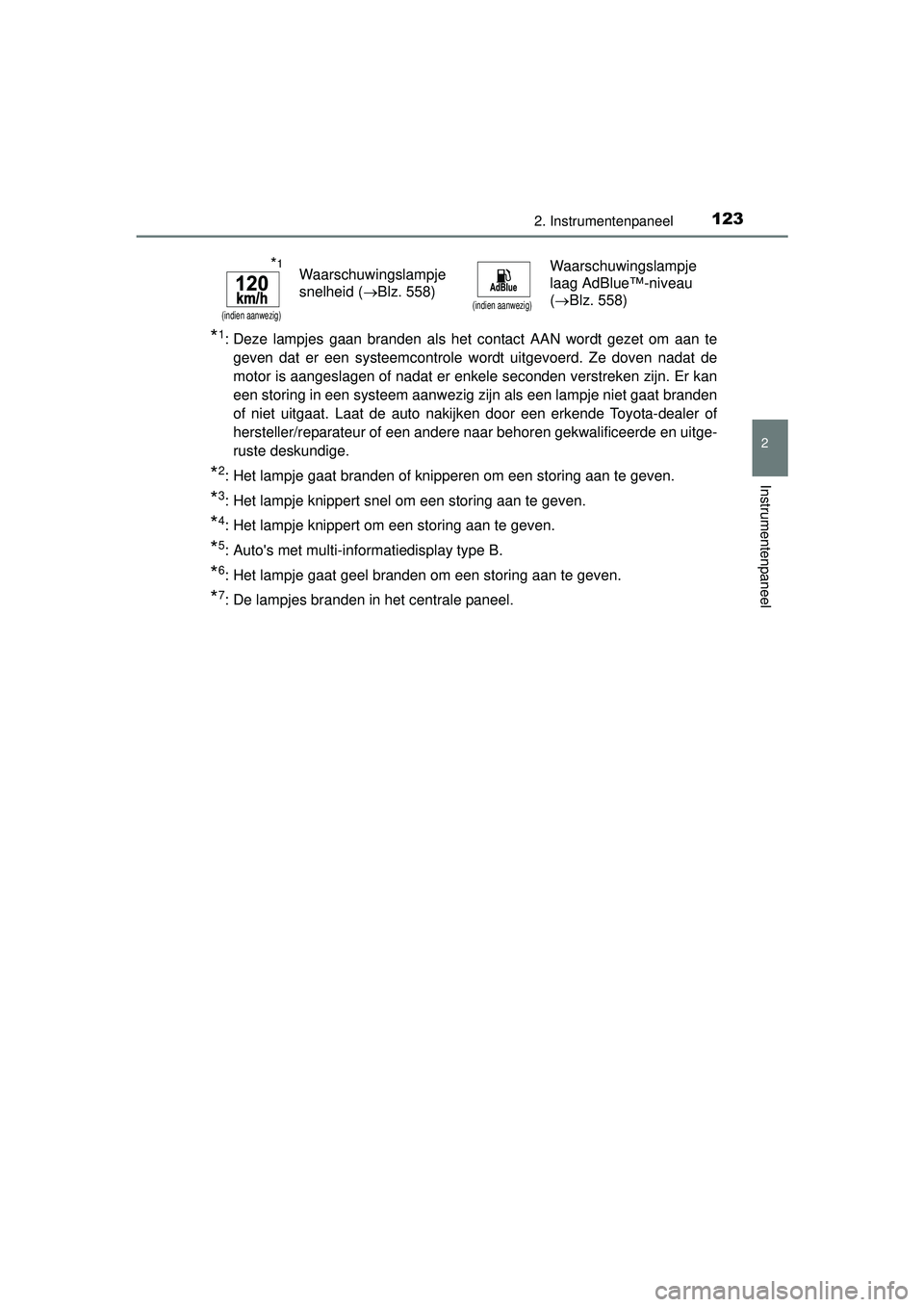 TOYOTA HILUX 2016 Instructieboekje (in Dutch) 1232. Instrumentenpaneel
2
Instrumentenpaneel
HILUX_OM_OM0K269E_(EE)
*1: Deze lampjes gaan branden als het contact AAN wordt gezet om aan tegeven dat er een systeemcontrole wordt uitgevoerd. Ze doven TOYOTA HILUX 2016 Instructieboekje (in Dutch) 1232. Instrumentenpaneel
2
Instrumentenpaneel
HILUX_OM_OM0K269E_(EE)
*1: Deze lampjes gaan branden als het contact AAN wordt gezet om aan tegeven dat er een systeemcontrole wordt uitgevoerd. Ze doven