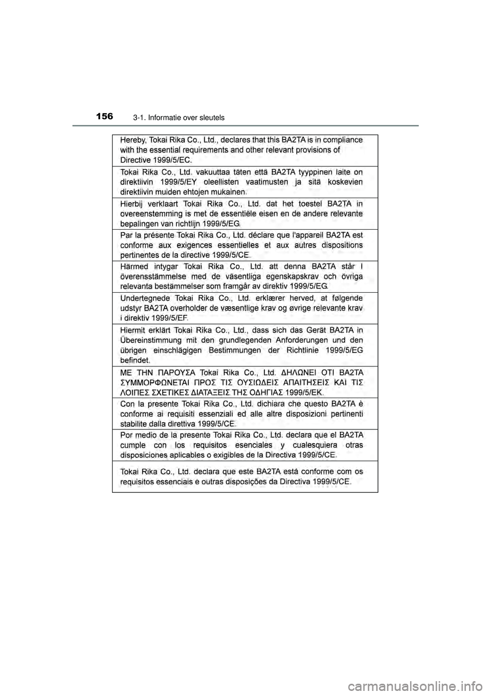 TOYOTA HILUX 2016 Instructieboekje (in Dutch) 1563-1. Informatie over sleutels
HILUX_OM_OM0K269E_(EE)
HILUX_OM_OM0K269E_(EE).book Page 156 Monday, March 7, 2016 2:16 PM TOYOTA HILUX 2016 Instructieboekje (in Dutch) 1563-1. Informatie over sleutels
HILUX_OM_OM0K269E_(EE)
HILUX_OM_OM0K269E_(EE).book Page 156 Monday, March 7, 2016 2:16 PM