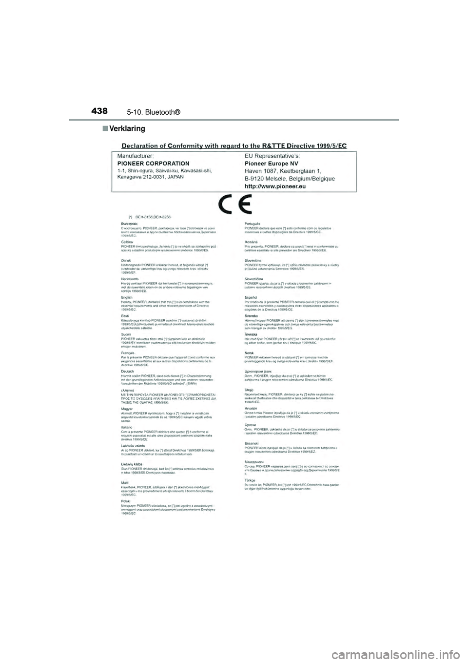 TOYOTA HILUX 2016 Instructieboekje (in Dutch) 4385-10. Bluetooth®
HILUX_OM_OM0K269E_(EE)■
Ve rk l a r i n g
HILUX_OM_OM0K269E_(EE).book Page 438 Monday, March 7, 2016 2:16 PM TOYOTA HILUX 2016 Instructieboekje (in Dutch) 4385-10. Bluetooth®
HILUX_OM_OM0K269E_(EE)■
Ve rk l a r i n g
HILUX_OM_OM0K269E_(EE).book Page 438 Monday, March 7, 2016 2:16 PM
