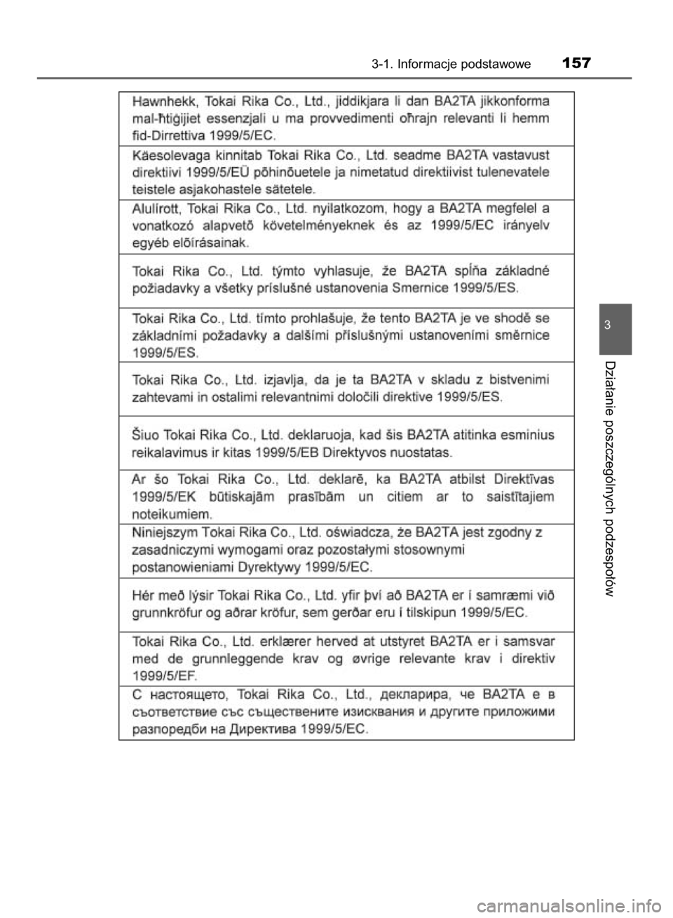 TOYOTA HILUX 2016  Instrukcja obsługi (in Polish) 3-1. Informacje podstawowe157
3
Dzia∏anie poszczególnych podzespo∏ów
9 IO HILUX OM0K269E  3/17/16  10:19 AM  Page 157    (Black plate) 