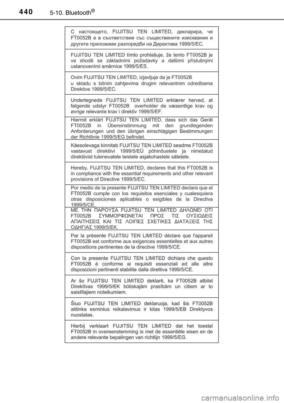 TOYOTA HILUX 2016 Manual de utilização (in Portuguese) 4405-10. Bluetooth®
sec_05-10.fm Page 440 Wednesday, March 16, 2016 2:15 PM TOYOTA HILUX 2016 Manual de utilização (in Portuguese) 4405-10. Bluetooth®
sec_05-10.fm Page 440 Wednesday, March 16, 2016 2:15 PM
