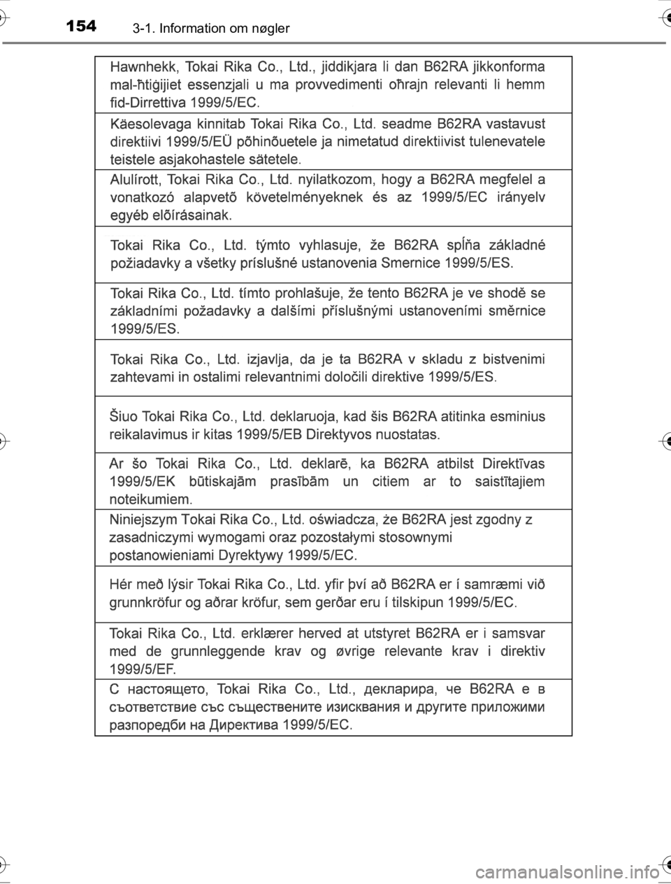 TOYOTA HILUX 2016  Brugsanvisning (in Danish) 1543-1. Information om nøgler
OM0K269DK
OM0K269DK.book  Page 154  Wednesday, March 23, 2016  3:01 AM 