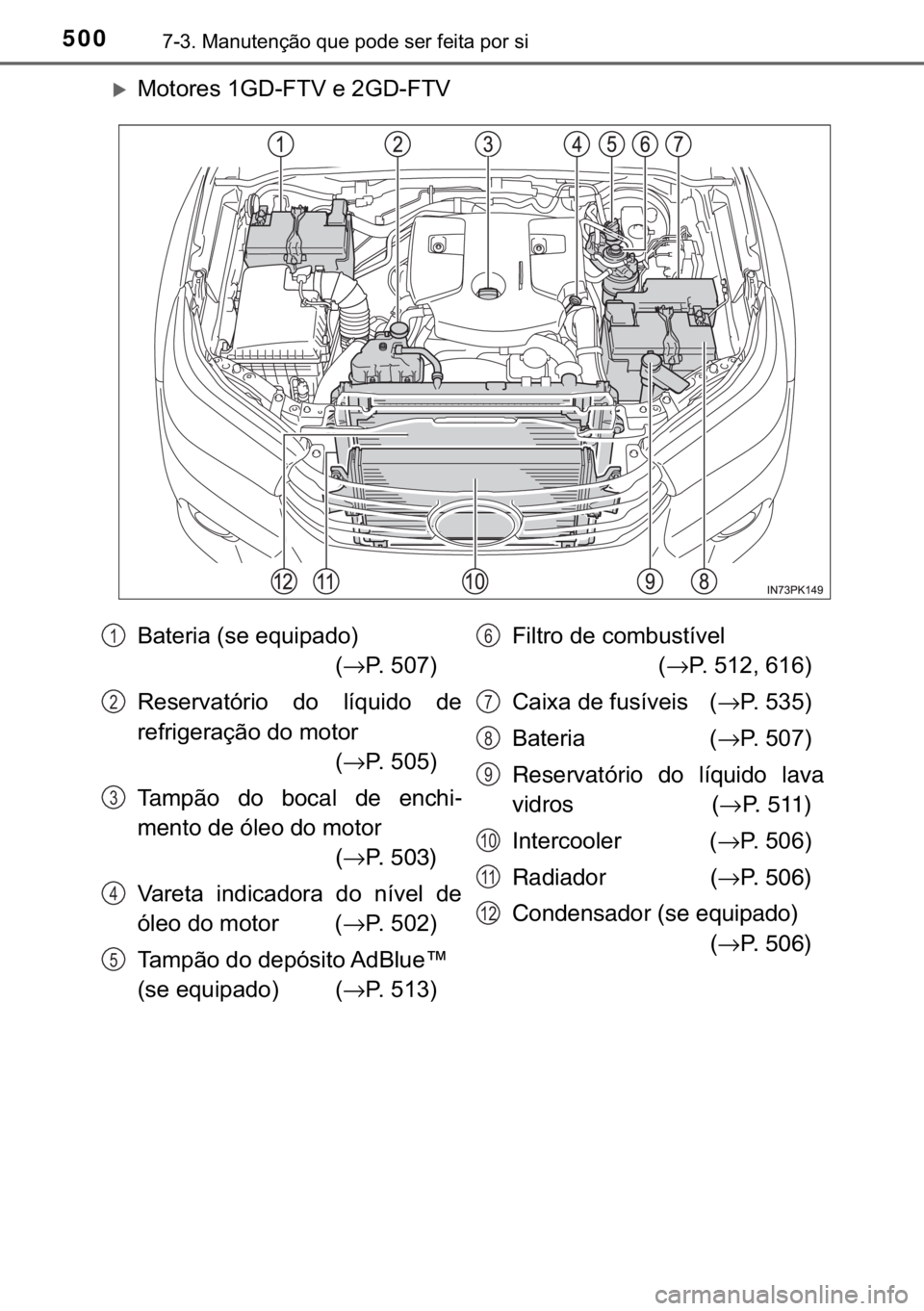 TOYOTA HILUX 2017  Manual de utilização (in Portuguese) 500������0�D�Q�X�W�H�Q�o�m�R��T�X�H��S�R�G�H��V�H�U��I�H�L�W�D��S�R�U��V�L
�X�0�R�W�R�U�H�V���*���)�7�9��H���*���)�7�9�
�%�D�W�H�U�L�D���V�H��H�T�X�L�S�D�G�R�
��→�3����