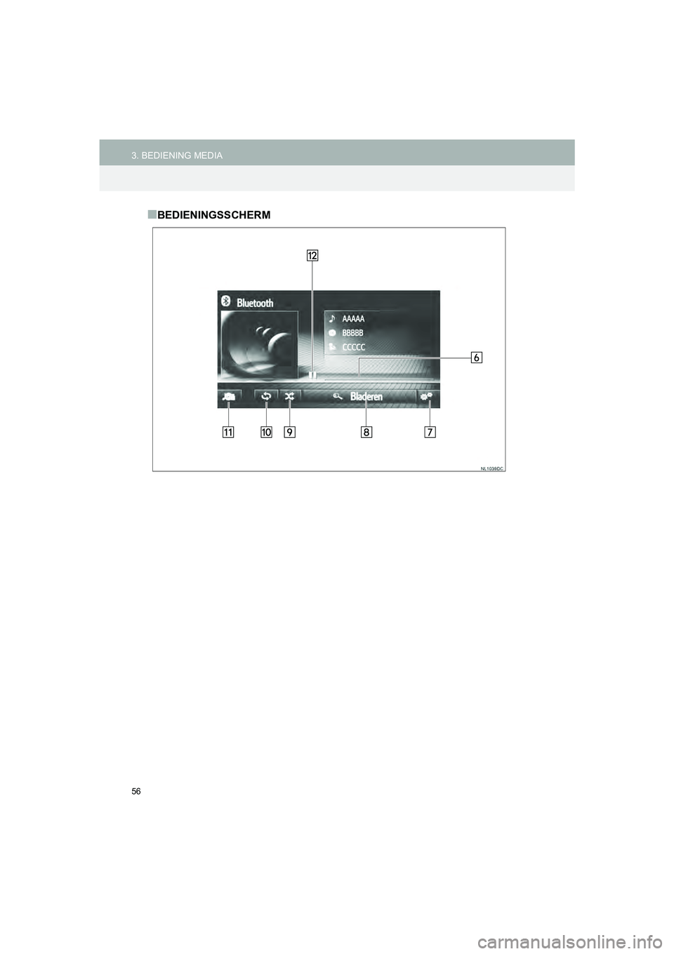 TOYOTA HILUX 2017  Instructieboekje (in Dutch) 56
3. BEDIENING MEDIAHILUX_TOYOTA FORTUNER_Navi+MM_OM0K314E_(EE)
16.08.12     09:31
■BEDIENINGSSCHERM
HILUX_TOYOTA FORTUNER_Navi+MM_OM0K314E_(EE).book  Page 56  Friday, August 12, 2016  9:36 AM 
