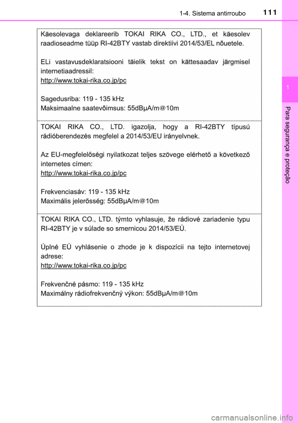 TOYOTA HILUX 2020  Manual de utilização (in Portuguese) 111������6�L�V�W�H�P�D��D�Q�W�L�U�U�R�X�E�R
�
�3�D�U�D��V�H�J�X�U�D�Q�o�D��H��S�U�R�W�H�o�m�R 