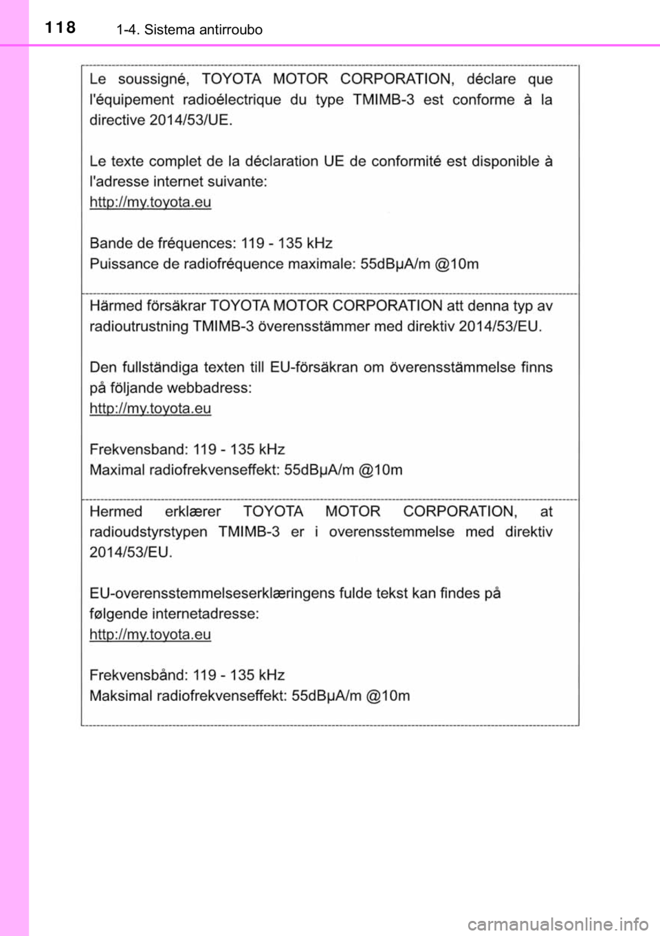 TOYOTA HILUX 2020  Manual de utilização (in Portuguese) 118������6�L�V�W�H�P�D��D�Q�W�L�U�U�R�X�E�R 