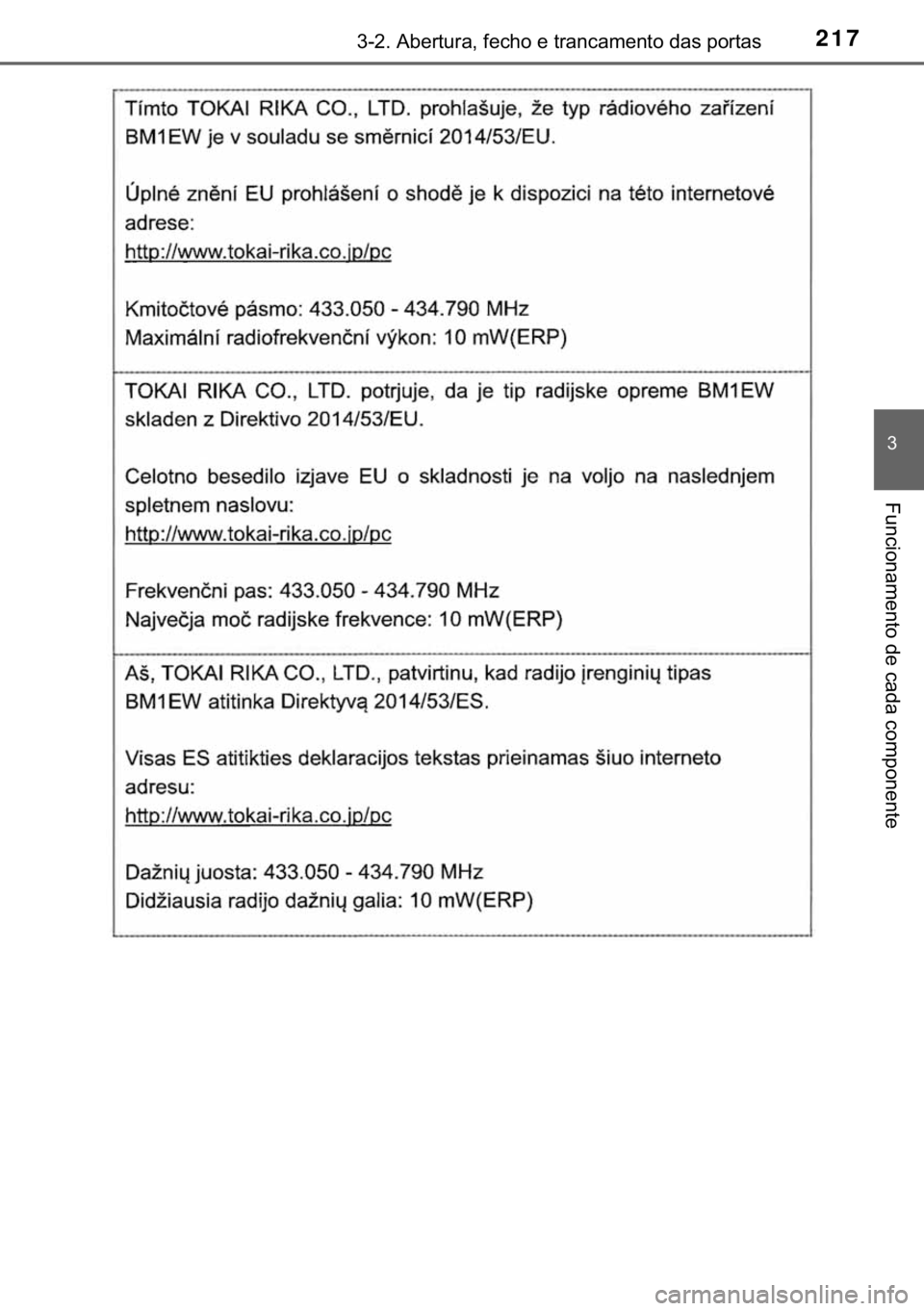 TOYOTA HILUX 2020  Manual de utilização (in Portuguese) 217������$�E�H�U�W�X�U�D���I�H�F�K�R��H��W�U�D�Q�F�D�P�H�Q�W�R��G�D�V��S�R�U�W�D�V
�
�)�X�Q�F�L�R�Q�D�P�H�Q�W�R��G�H��F�D�G�D��F�R�P�S�R�Q�H�Q�W�H 