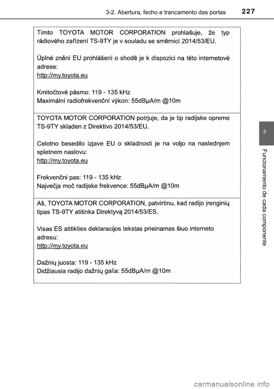 TOYOTA HILUX 2020  Manual de utilização (in Portuguese) 227������$�E�H�U�W�X�U�D���I�H�F�K�R��H��W�U�D�Q�F�D�P�H�Q�W�R��G�D�V��S�R�U�W�D�V
�
�)�X�Q�F�L�R�Q�D�P�H�Q�W�R��G�H��F�D�G�D��F�R�P�S�R�Q�H�Q�W�H 