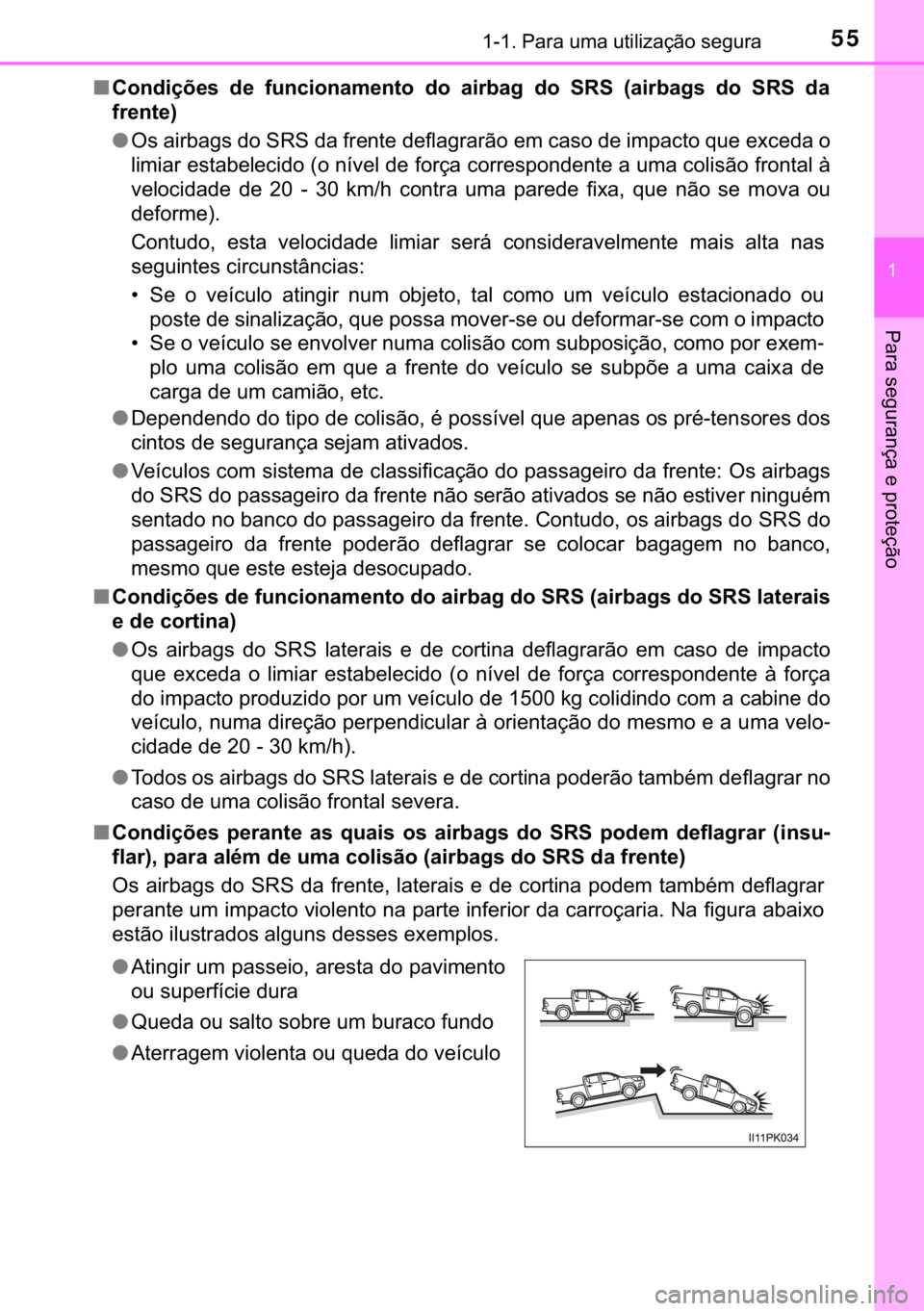 TOYOTA HILUX 2020  Manual de utilização (in Portuguese) 55������3�D�U�D��X�P�D��X�W�L�O�L�]�D�o�m�R��V�H�J�X�U�D
�
�3�D�U�D��V�H�J�X�U�D�Q�o�D��H��S�U�R�W�H�o�m�R
■�&�R�Q�G�L�o�}�H�V� �G�H� �I�X�Q�F�L�R�Q�D�P�H�Q�W�R� �G�R� �D�L�U�E�D�J�
