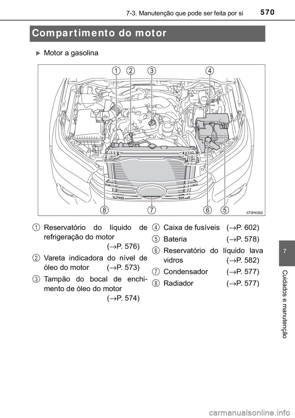 TOYOTA HILUX 2020  Manual de utilização (in Portuguese) 570������0�D�Q�X�W�H�Q�o�m�R��T�X�H��S�R�G�H��V�H�U��I�H�L�W�D��S�R�U��V�L
�
�&�X�L�G�D�G�R�V��H��P�D�Q�X�W�H�Q�o�m�R
Compar timento do motor
�X�0�R�W�R�U��D��J�D�V�R�O�L�Q�D
�5�H�V�H�