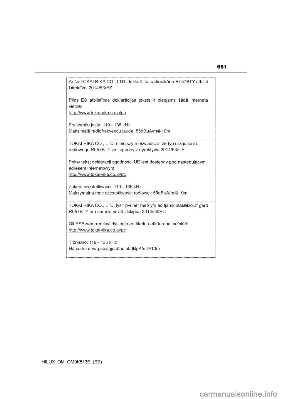 TOYOTA HILUX 2021  Owners Manual (in English) 681
HILUX_OM_OM0K513E_(EE) 