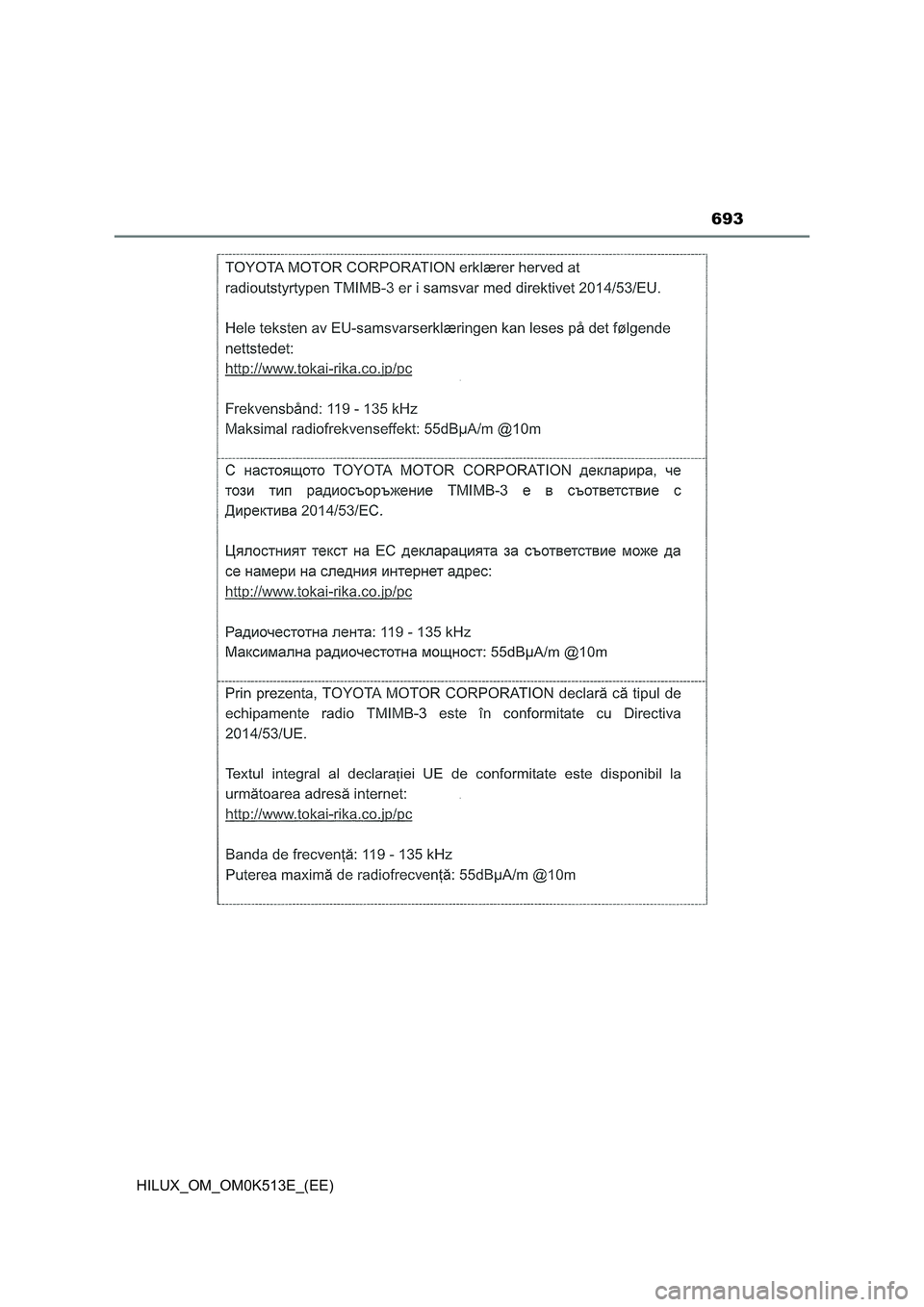 TOYOTA HILUX 2021  Owners Manual (in English) 693
HILUX_OM_OM0K513E_(EE) 