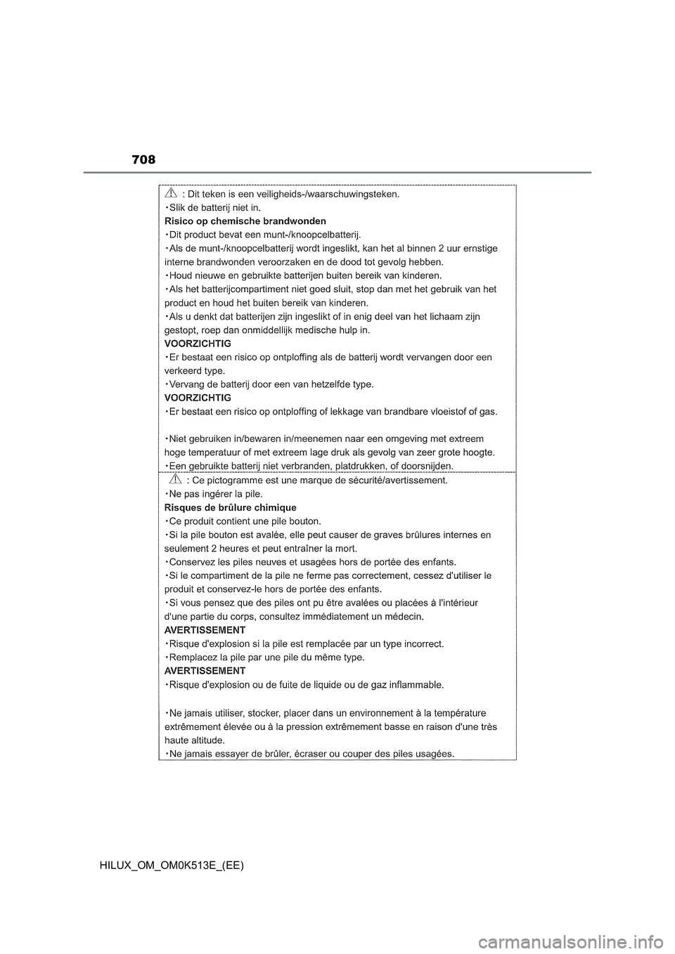 TOYOTA HILUX 2021  Owners Manual (in English) 708
HILUX_OM_OM0K513E_(EE) 