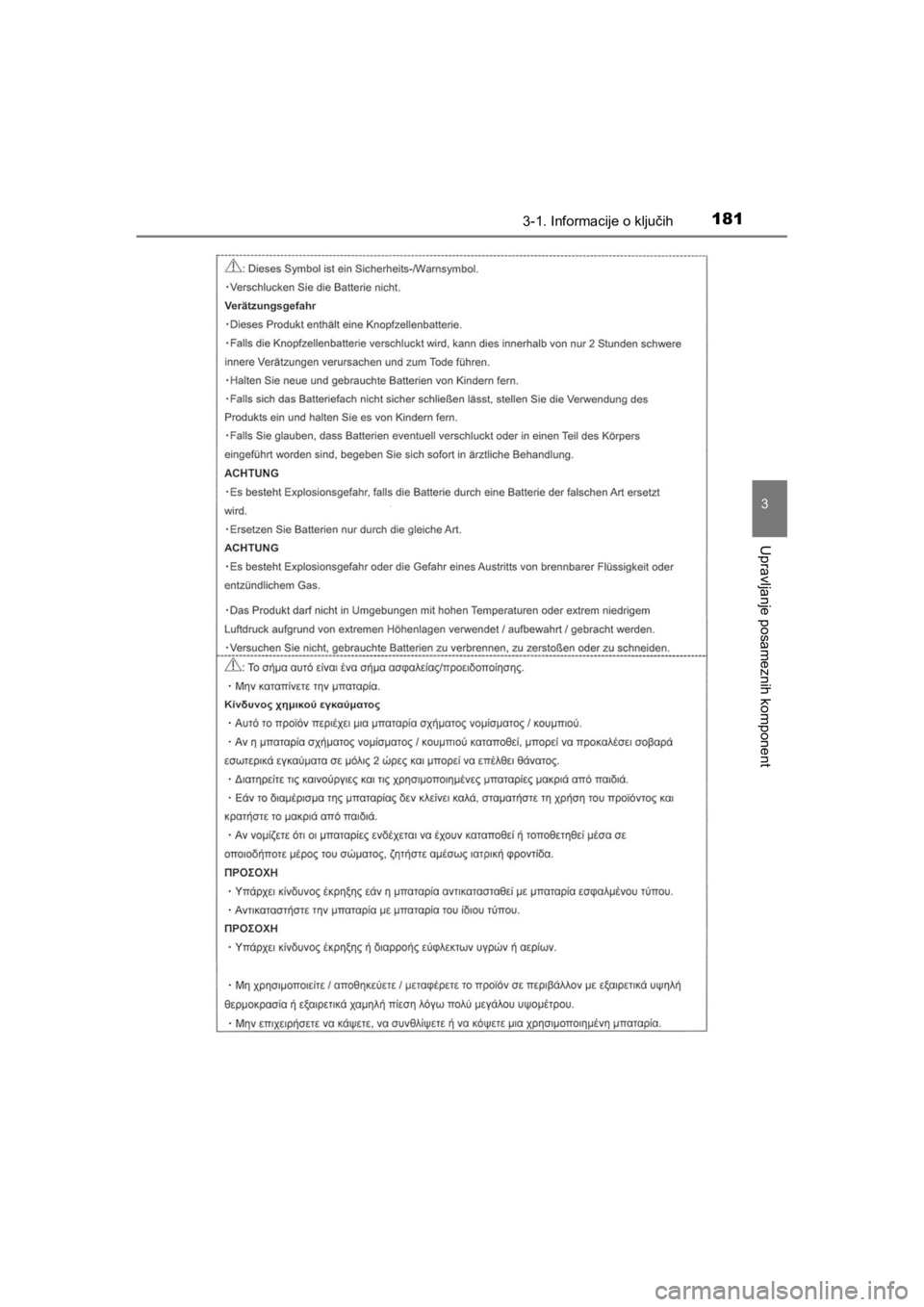 TOYOTA HILUX 2021  Navodila Za Uporabo (in Slovenian) 1813-1. Informacije o ključih
3
Upravljanje posameznih komponent
HILUX_OM_OM0K641E_(EE)
HILUX_OM_OM0K641E_(EE).book  Page 181  Thursday, April 8, 2021  5:29 PM 