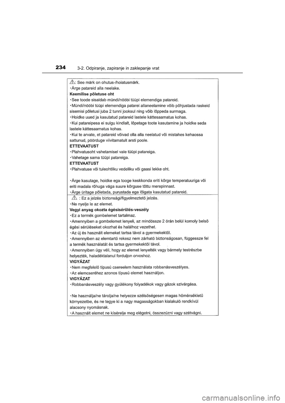 TOYOTA HILUX 2021  Navodila Za Uporabo (in Slovenian) 2343-2. Odpiranje, zapiranje in zaklepanje vrat
HILUX_OM_OM0K641E_(EE)
HILUX_OM_OM0K641E_(EE).book  Page 234  Thursday, April 8, 2021  5:29 PM 