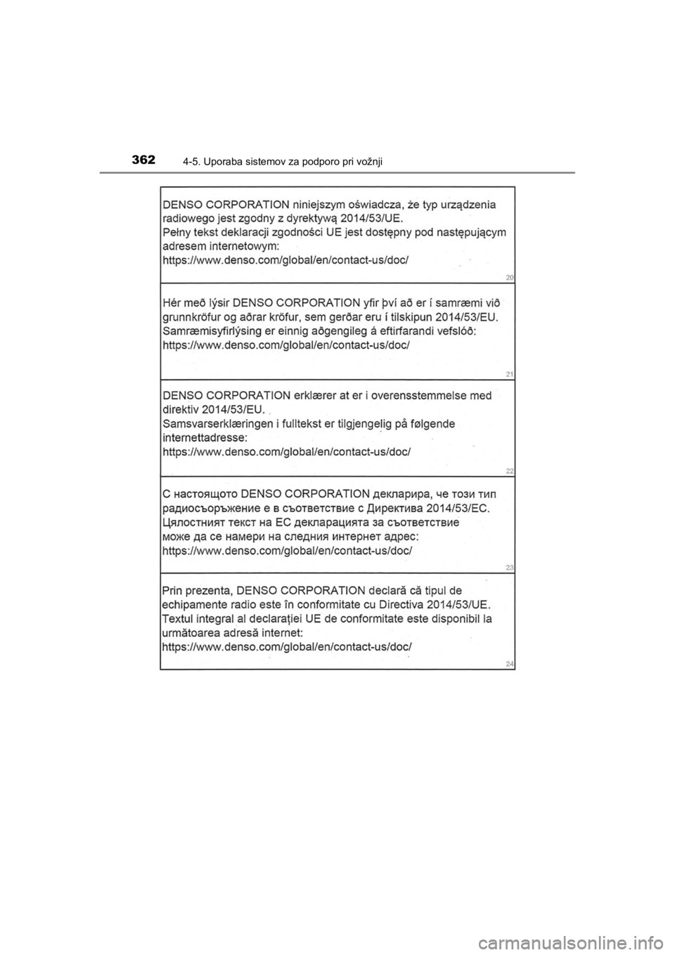TOYOTA HILUX 2021  Navodila Za Uporabo (in Slovenian) 3624-5. Uporaba sistemov za podporo pri vožnji
HILUX_OM_OM0K641E_(EE)
HILUX_OM_OM0K641E_(EE).book  Page 362  Thursday, April 8, 2021  5:29 PM 