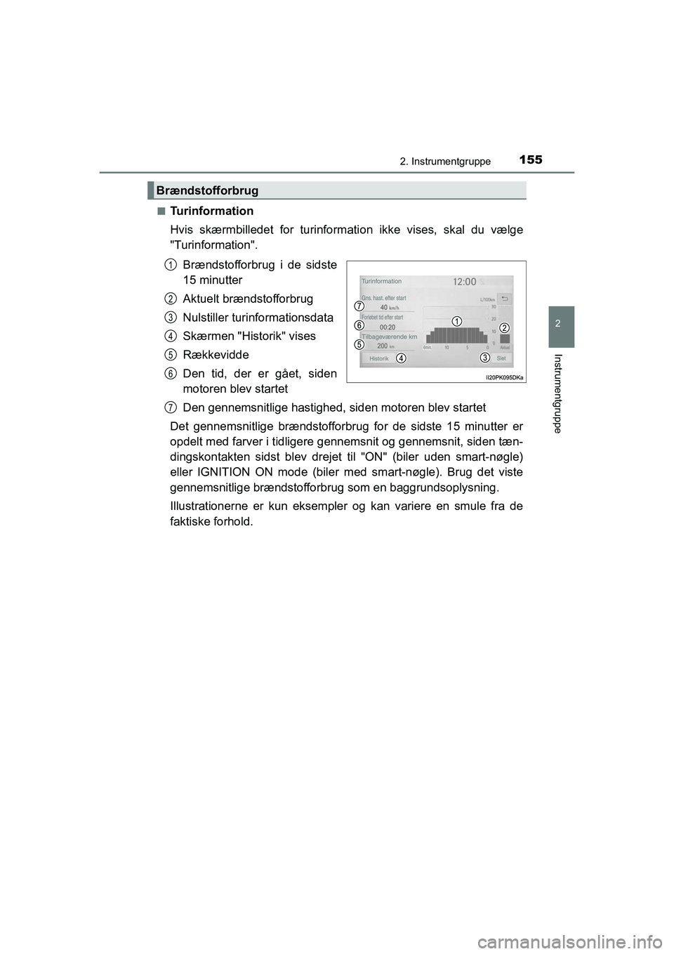 TOYOTA HILUX 2021  Brugsanvisning (in Danish) 1552. Instrumentgruppe
2
Instrumentgruppe
HILUX OM0K641DKn
Turinformation
Hvis skærmbilledet for turinformati
on ikke vises, skal du vælge
"Turinformation".
Brændstofforbrug i de sidste
15 minutter