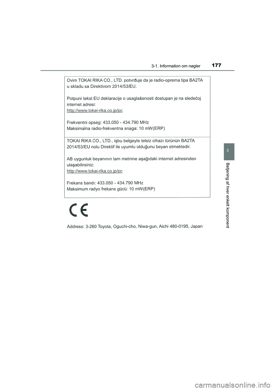 TOYOTA HILUX 2021  Brugsanvisning (in Danish) 1773-1. Information om nøgler
3
Betjening af hver enkelt komponent
HILUX OM0K641DK
OM0K641DK.book  Page 177  Monday, February 22, 2021  1:35 PM 