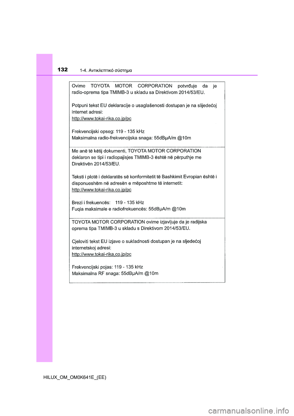 TOYOTA HILUX 2021  ΟΔΗΓΌΣ ΧΡΉΣΗΣ (in Greek) 1321-4. Αντικλεπτικό σύστημα
HILUX_OM_OM0K641E_(EE) 