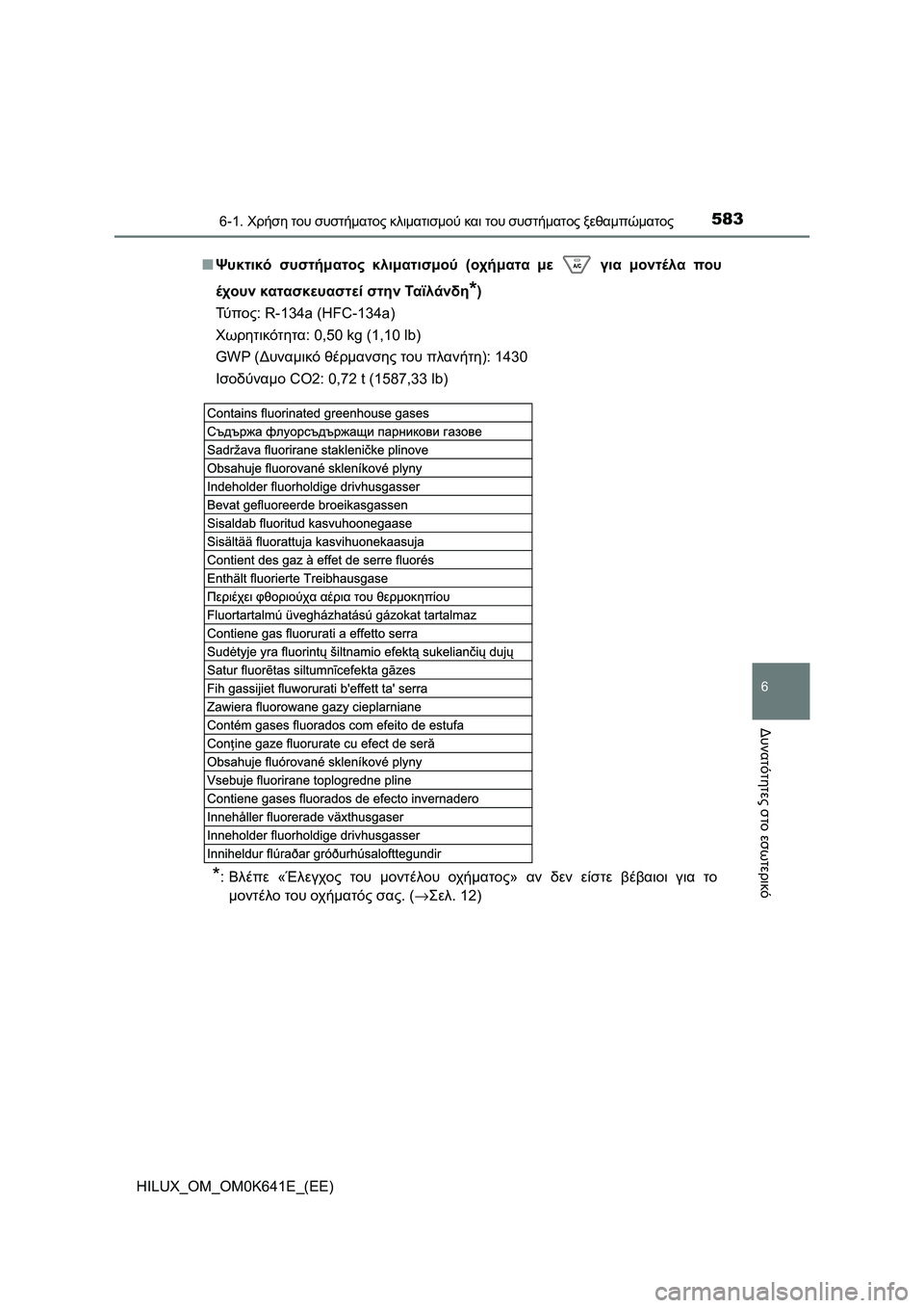 TOYOTA HILUX 2021  ΟΔΗΓΌΣ ΧΡΉΣΗΣ (in Greek) 5836-1. Χρήση του συστήματος κλιματισμού και του συστήματος ξεθαμπώματος
6
Δυνατότητες στο εσωτερικό
HILUX_OM_OM0K641E_(