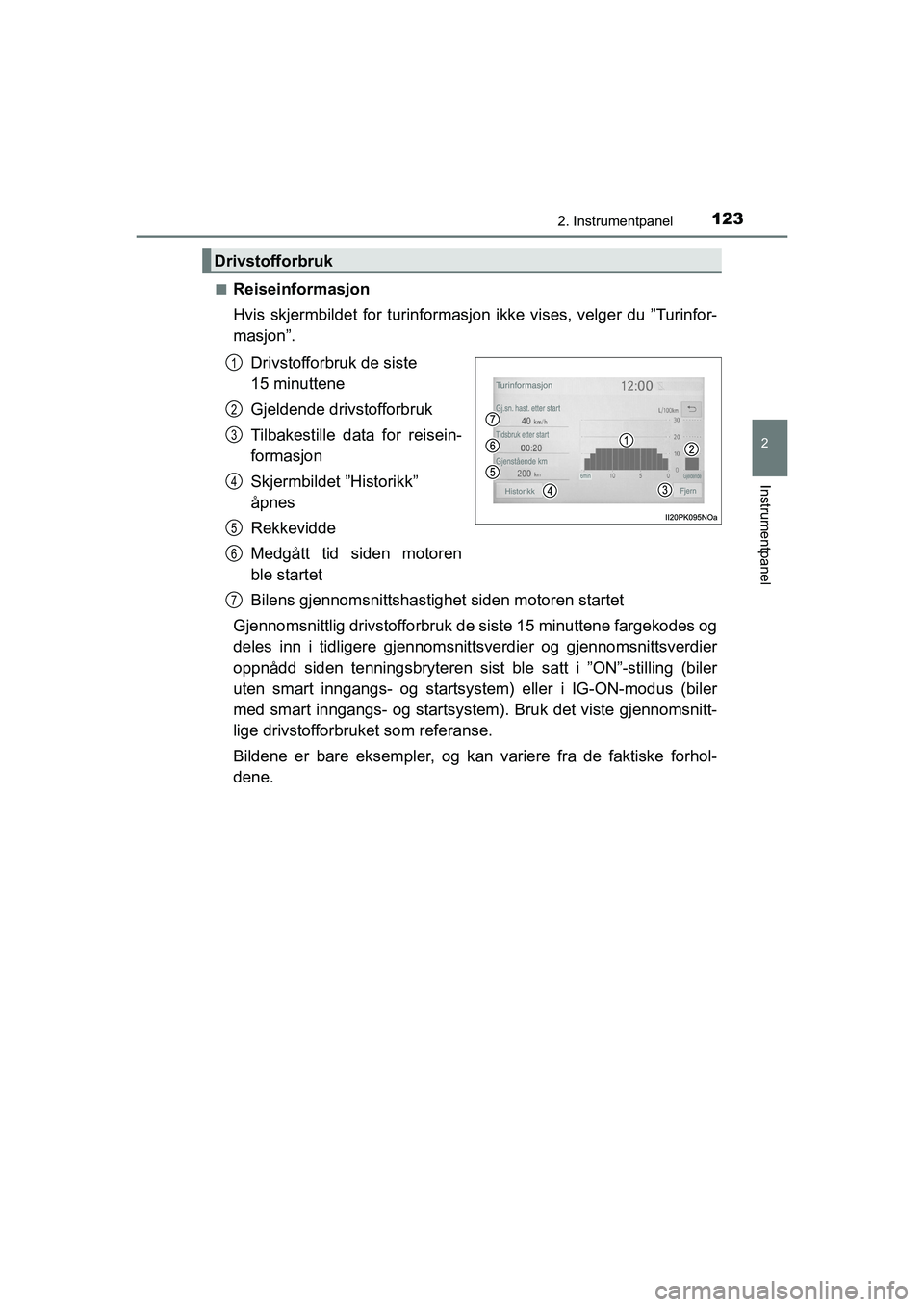 TOYOTA HILUX 2021 Instruksjoner for bruk (in Norwegian) 1232. Instrumentpanel
2
Instrumentpanel
HILUX OM0K641NOn
Reiseinformasjon
Hvis skjermbildet for turinformasjon
ikke vises, velger du ”Turinfor-
masjon”.
Drivstofforbruk de siste
15 minuttene
Gje TOYOTA HILUX 2021 Instruksjoner for bruk (in Norwegian) 1232. Instrumentpanel
2
Instrumentpanel
HILUX OM0K641NOn
Reiseinformasjon
Hvis skjermbildet for turinformasjon
ikke vises, velger du ”Turinfor-
masjon”.
Drivstofforbruk de siste
15 minuttene
Gje