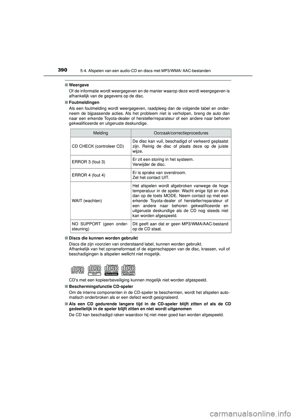 TOYOTA HILUX 2021 Instructieboekje (in Dutch) 3905-4. Afspelen van een audio-CD en discs met MP3/WMA/ AAC-bestanden
HILUX_OM_OM0K513E_(EE)
■Weergave
Of de informatie wordt weergegeven en de manier waarop deze wordt weergegeven is
afhankelijk va TOYOTA HILUX 2021 Instructieboekje (in Dutch) 3905-4. Afspelen van een audio-CD en discs met MP3/WMA/ AAC-bestanden
HILUX_OM_OM0K513E_(EE)
■Weergave
Of de informatie wordt weergegeven en de manier waarop deze wordt weergegeven is
afhankelijk va