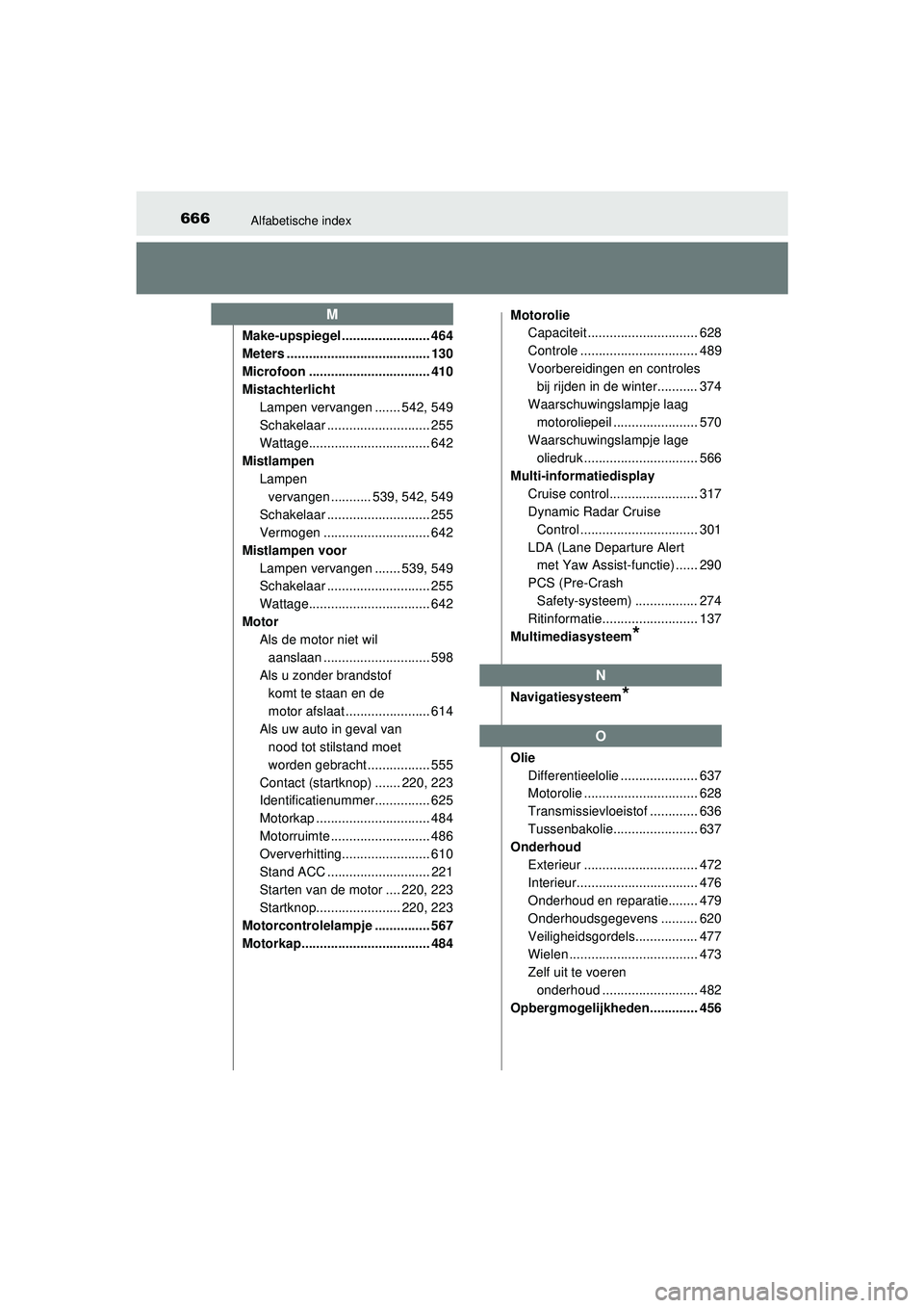 TOYOTA HILUX 2021  Instructieboekje (in Dutch) 666Alfabetische index
HILUX_OM_OM0K513E_(EE)Make-upspiegel ........................ 464
Meters ....................................... 130
Microfoon ................................. 410
Mistachterlic
