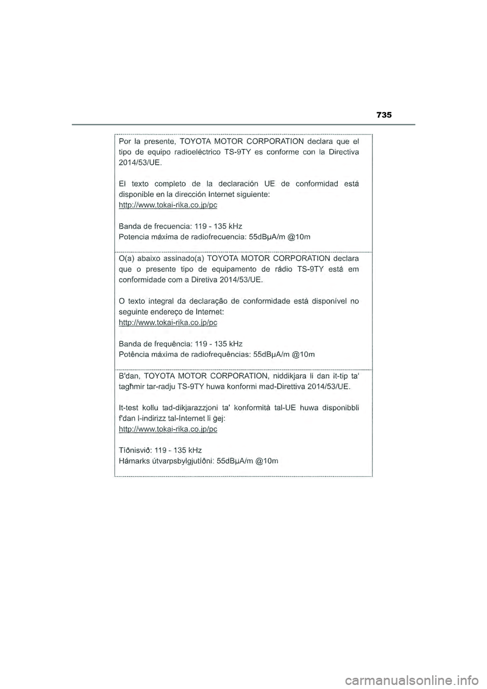 TOYOTA HILUX 2021  Instructieboekje (in Dutch) 735
HILUX_OM_OM0K513E_(EE)
HILUX_OM_OM0K513E_(EE).book  Page 735  Wednesday, May 26, 2021  11:09 AM 