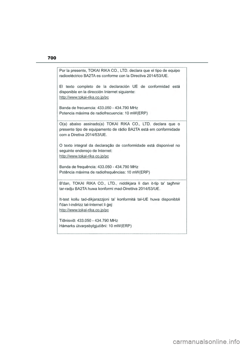 TOYOTA HILUX 2021 Eksploatavimo vadovas (in Lithuanian) 700
HILUX_OM_OM0K513E_(LT)
HILUX_OM_OM0K513E_(LT).book Page 700 Sunday, August 8, 2021 10:11 AM TOYOTA HILUX 2021 Eksploatavimo vadovas (in Lithuanian) 700
HILUX_OM_OM0K513E_(LT)
HILUX_OM_OM0K513E_(LT).book Page 700 Sunday, August 8, 2021 10:11 AM