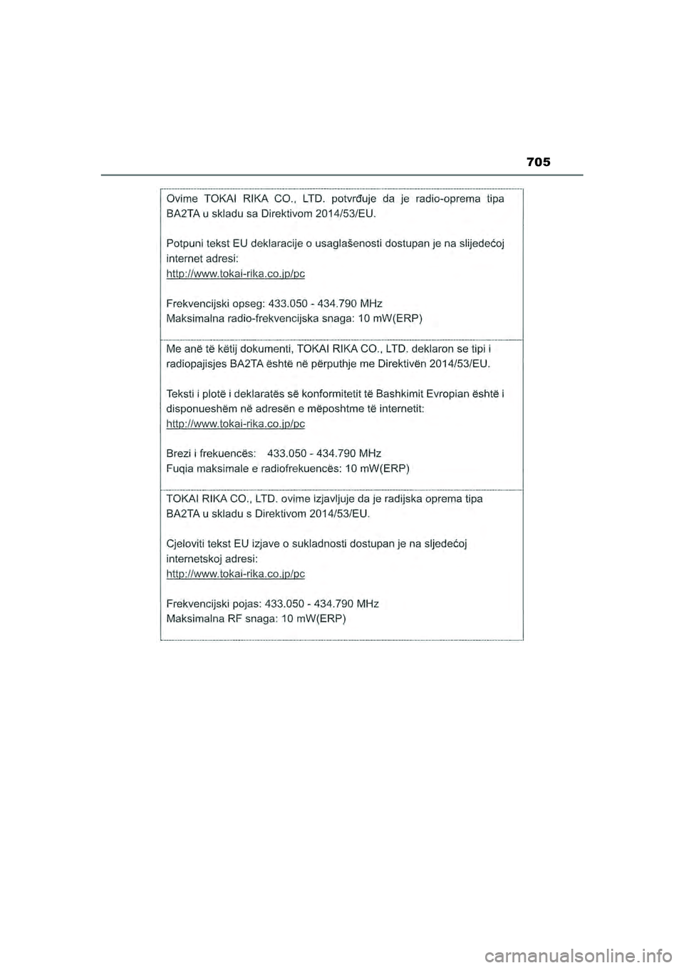 TOYOTA HILUX 2021 Eksploatavimo vadovas (in Lithuanian) 705
HILUX_OM_OM0K513E_(LT)
HILUX_OM_OM0K513E_(LT).book Page 705 Sunday, August 8, 2021 10:11 AM TOYOTA HILUX 2021 Eksploatavimo vadovas (in Lithuanian) 705
HILUX_OM_OM0K513E_(LT)
HILUX_OM_OM0K513E_(LT).book Page 705 Sunday, August 8, 2021 10:11 AM