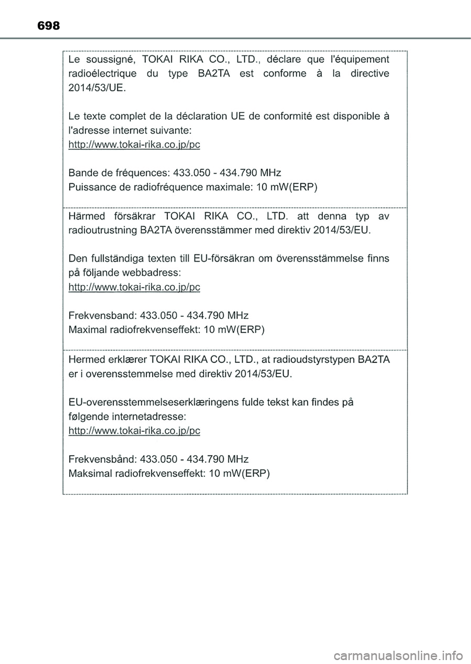 TOYOTA HILUX 2021  Kezelési útmutató (in Hungarian) 698 