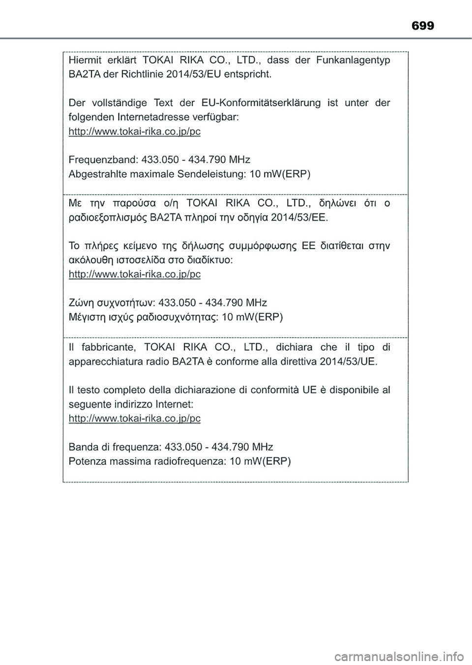 TOYOTA HILUX 2021  Kezelési útmutató (in Hungarian) 699 