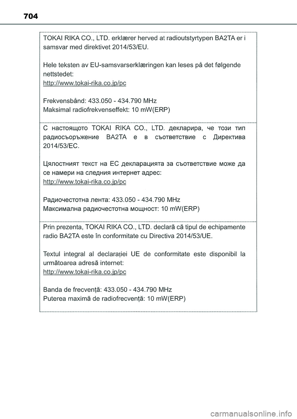 TOYOTA HILUX 2021  Kezelési útmutató (in Hungarian) 704 