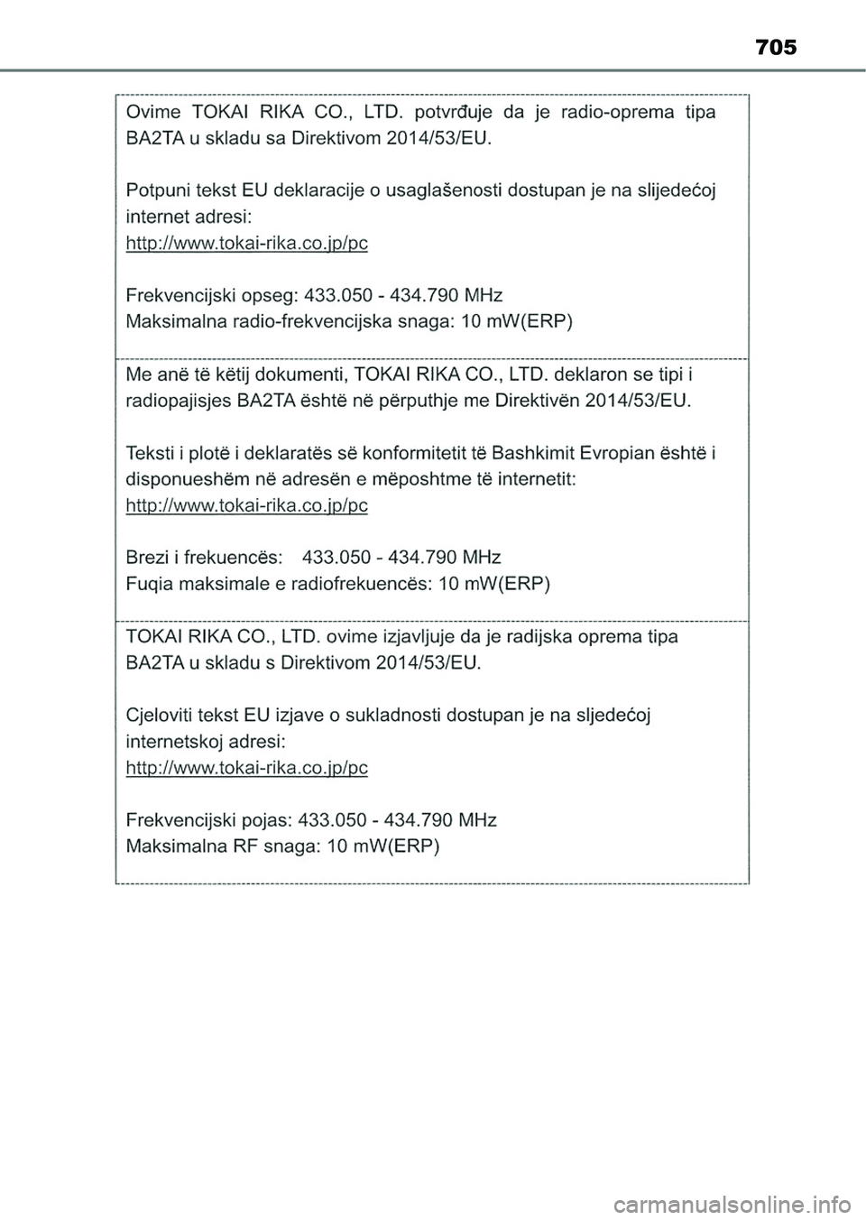 TOYOTA HILUX 2021  Kezelési útmutató (in Hungarian) 705 
